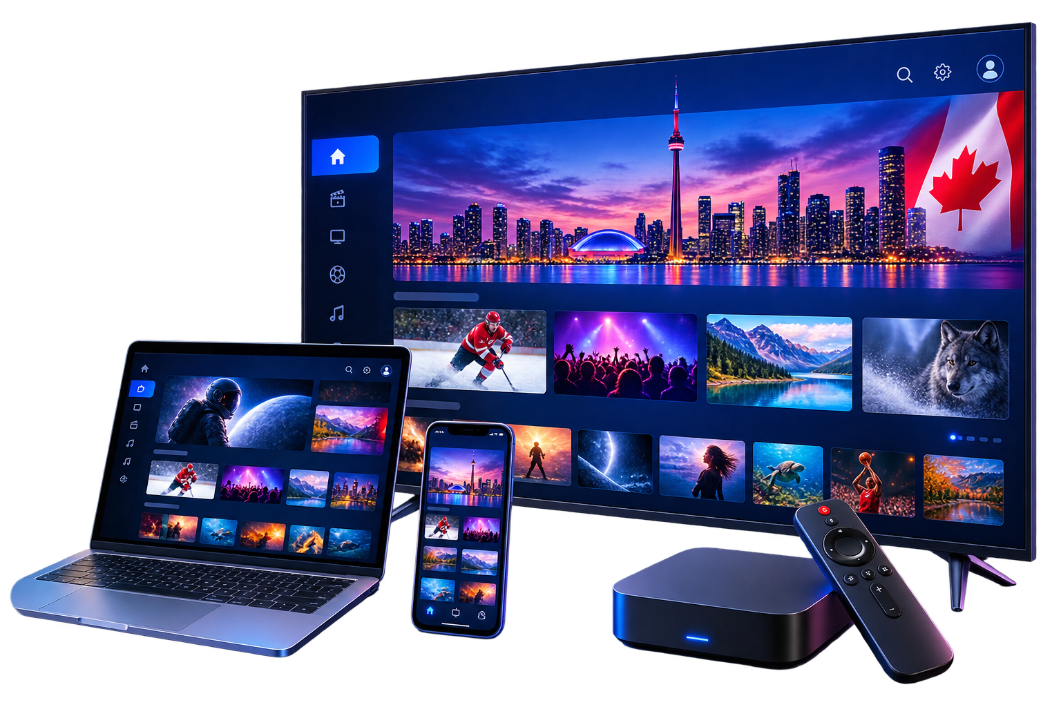 IPTV Canada blog guides displayed on Smart TV, laptop and smartphone