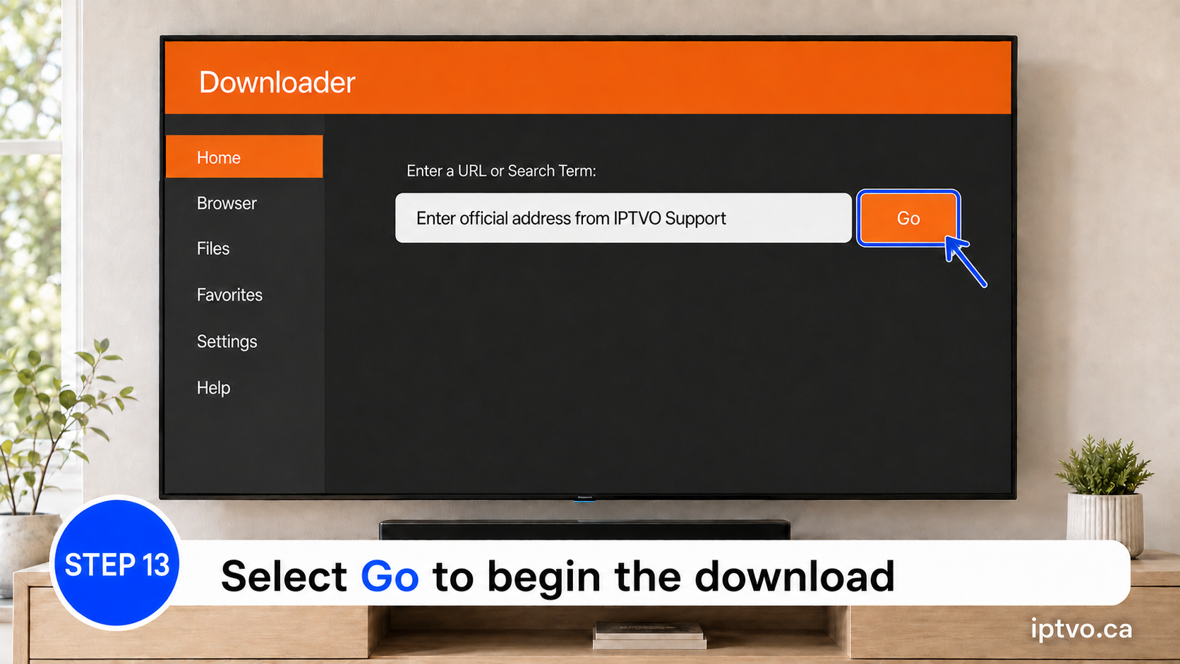 Step 13: Select Go in Downloader