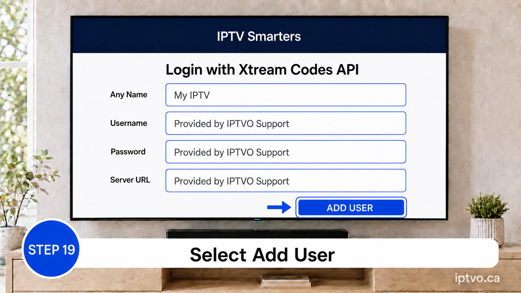 Select Add User in Smarters Pro