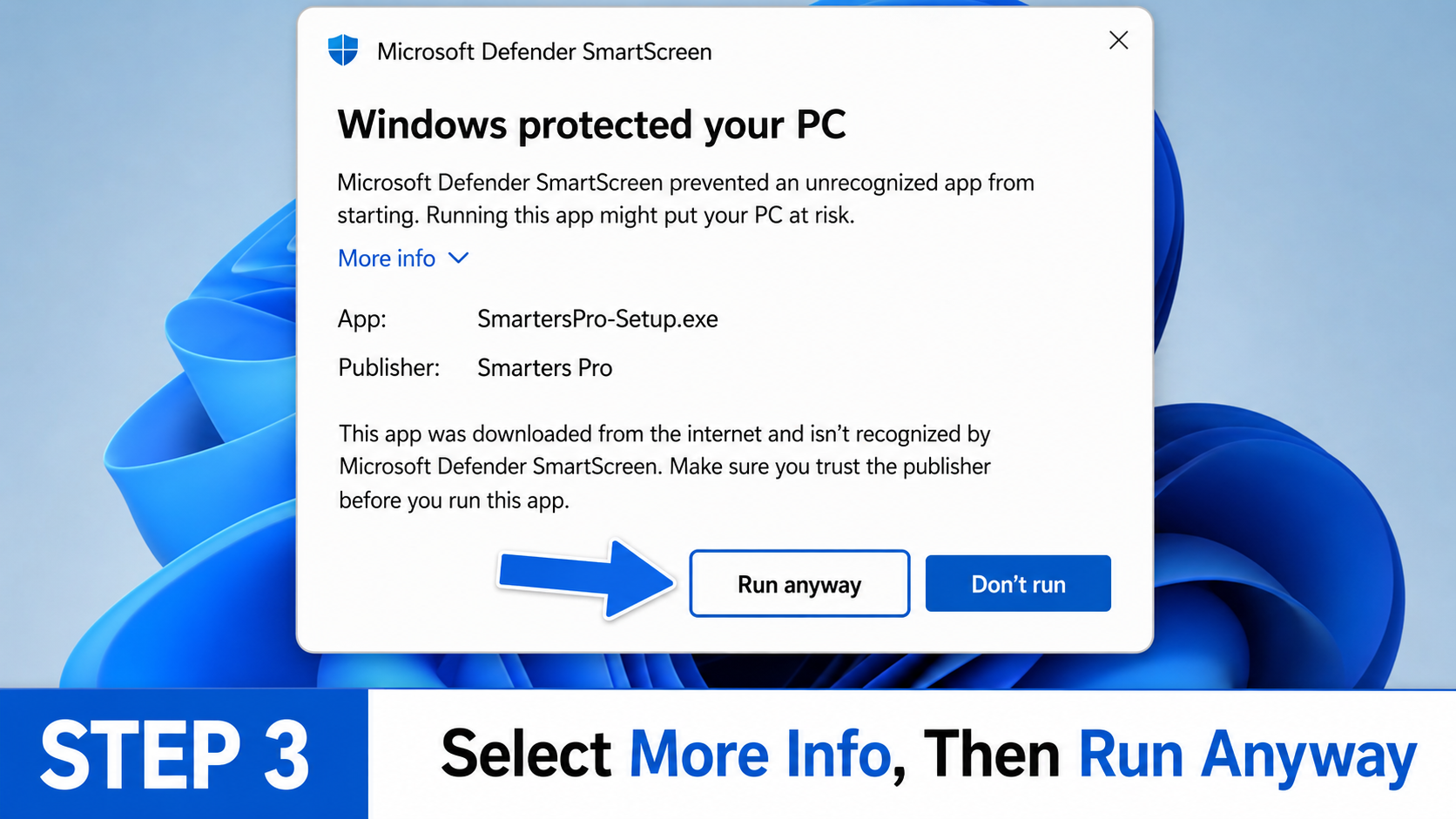 Windows Step 3: Review the Windows security prompt for the official installer