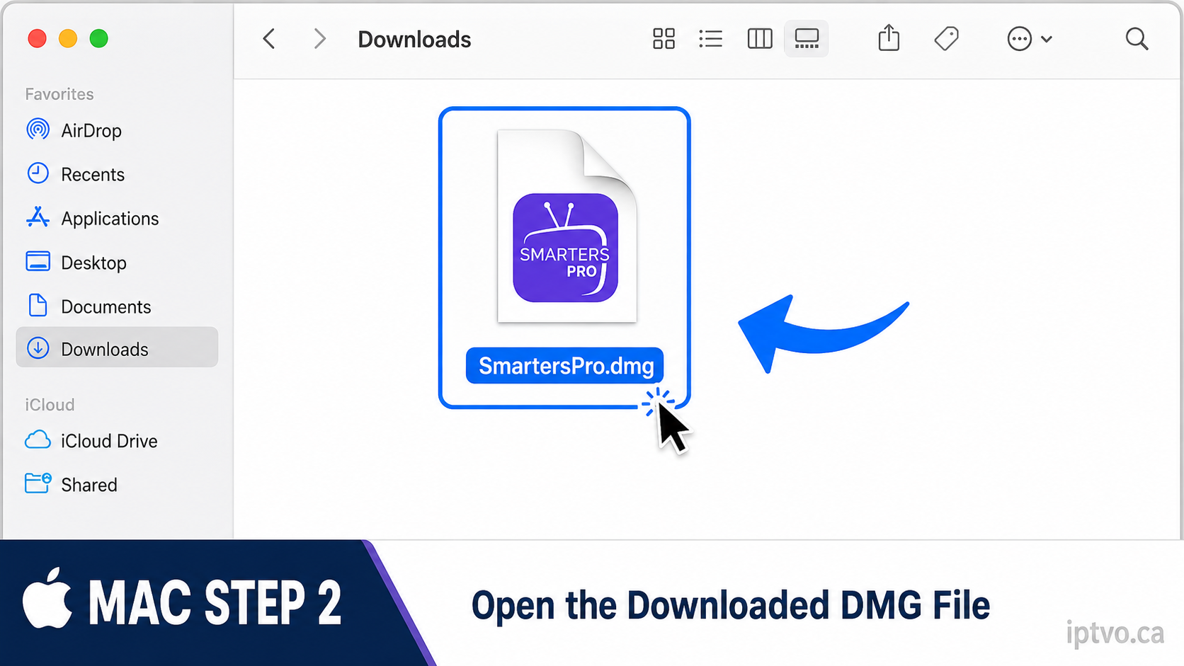 macOS Step 2: Open the downloaded Smarters Pro DMG file