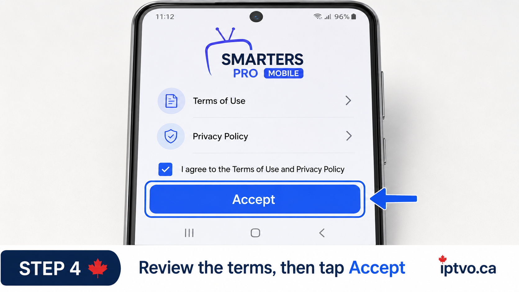 Android Phone Step 4: Open Smarters Pro and accept the terms if prompted