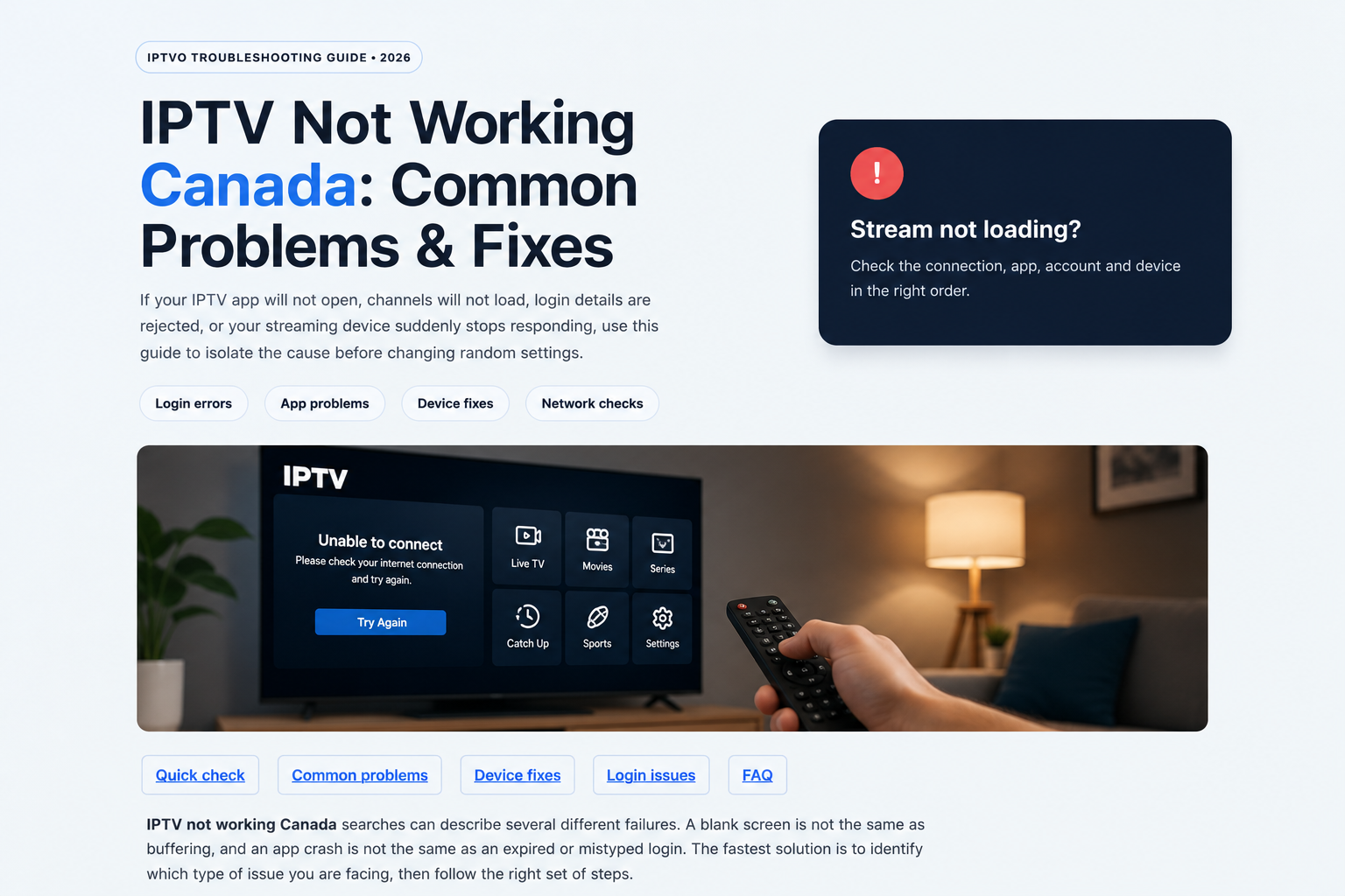 IPTV not working Canada troubleshooting guide