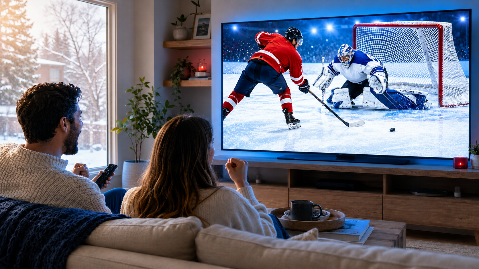 Canadian viewers watching a live ice hockey game during an IPTV free trial